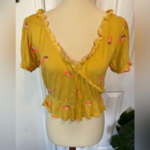 Free People Floral Ruffle Top